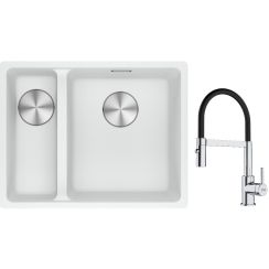Set lavello in granito Franke Maris 125.0687.271, rubinetto da cucina Franke Lina 115.0626.085