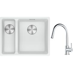 Set lavello in granito Franke Maris 125.0687.271, rubinetto da cucina Franke Lina 115.0693.229