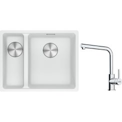 Set lavello in granito Franke Maris 125.0687.271, rubinetto da cucina Franke Lina 115.0712.420