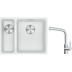 Set lavello in granito Franke Maris 125.0687.271, rubinetto da cucina Franke Lina 115.0693.230