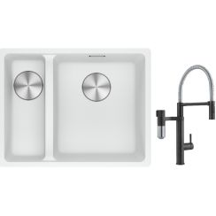 Set rubinetto da cucina Franke Vital Semi-Pro 120.0621.313, lavello in granito Franke Maris 125.0687.271