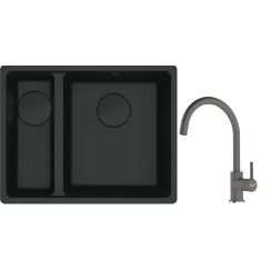 Set lavello in granito Franke Maris 125.0697.756, rubinetto da cucina Franke Lina 115.0626.022