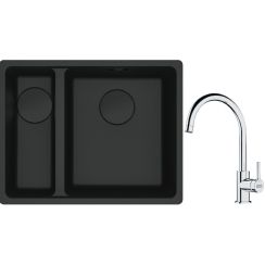 Set lavello in granito Franke Maris 125.0697.756, rubinetto da cucina Franke Lina 115.0693.228
