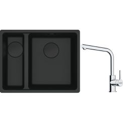 Set lavello in granito Franke Maris 125.0697.756, rubinetto da cucina Franke Lina 115.0693.230