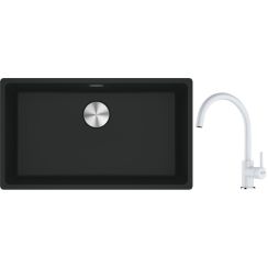 Set lavello in granito Franke Maris 125.0686.637, rubinetto da cucina Franke Lina 115.0626.024