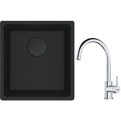 Set lavello in granito Franke Maris 125.0697.760, rubinetto da cucina Franke Lina 115.0693.228