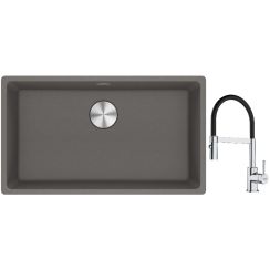 Set lavello in granito Franke Maris 125.0686.639, rubinetto da cucina Franke Lina 115.0626.085