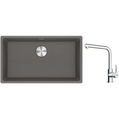 Set lavello in granito Franke Maris 125.0686.639, rubinetto da cucina Franke Lina 115.0712.420
