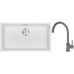 Set lavello in granito Franke Maris 125.0686.711, rubinetto da cucina Franke Lina 115.0626.022
