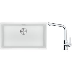 Set lavello in granito Franke Maris 125.0686.711, rubinetto da cucina Franke Lina 115.0693.230