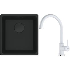 Set lavello in granito Franke Maris 125.0697.760, rubinetto da cucina Franke Lina 115.0626.024