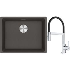 Set lavello in granito Franke Maris 125.0714.195, rubinetto da cucina Franke Lina 115.0626.085