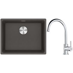 Set lavello in granito Franke Maris 125.0714.195, rubinetto da cucina Franke Lina 115.0693.228