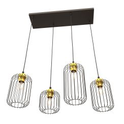 Emibig Vander lampada sospesa 4x15 W nero-oro 13644