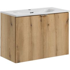 Set armadietto Comad Nova Oak NOVA OAK A 82-80-2D, lavabo Comad Dance White CFP-8009DANCE80DP
