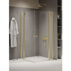 New Trendy New Soleo Light Gold box doccia 100x100 cm quadrato oro lucida/vetro trasparente K-1889