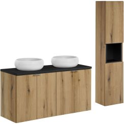 Set armadietto Comad Nova Oak NOVA OAK A 80-03-2D(W80-01A), armadietto Comad Nova Oak NOVA OAK A 82-60-2D, NOVA BLACK B 89-120, UN-WIKI-SW, NOVA BLACK A 83-27-Q(W83-04D)
