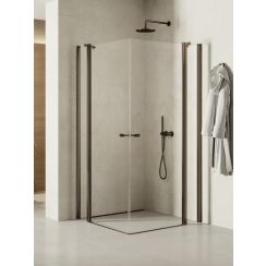 New Trendy New Soleo Gunmetal Brushed box doccia 110x90 cm rettangolare grafite spazzolata/vetro trasparente K-2185