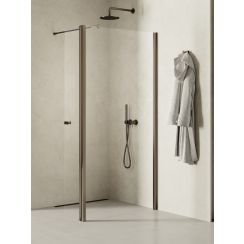 New Trendy New Soleo Gunmetal Brushed parete doccia walk-in 120 cm grafite spazzolata/vetro trasparente K-2279