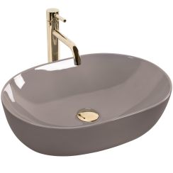 Rea Lisa lavabo 49x35 cm ovale da appoggio marrone/beige REA-U6380