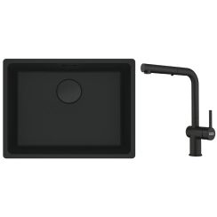 Set rubinetto da cucina Franke Active 115.0653.382, lavello in granito Franke Maris 125.0697.759