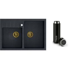 Set lavello GraniteQ Quadron Bill HCQB9062U8_PVDG1, bicchiere termico Quadron M0051