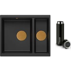 Set lavello GraniteQ Quadron Logan HCQL5646U7-C1_U, bicchiere termico Quadron M0051