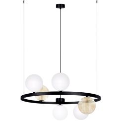 Kaja Saturno lampada sospesa 6x10 W bianco-nero-ambra K-5695