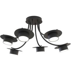 Emibig Enso lampada da soffitto 6x12 W nero 1445/6