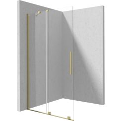 Deante Prizma parete doccia walk-in 140 cm oro spazzolata/vetro trasparente KTJ_R34R