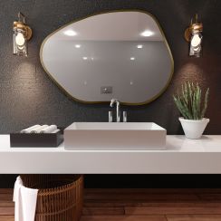 Baltica Design Bright Stain I specchio 70x50 cm con illuminazione con tappetino riscaldante oro 5904107921761
