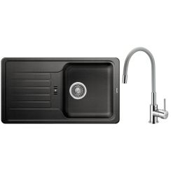 Set lavello in granito Blanco Favos Mini 518186, rubinetto da cucina Hagser Emma HGR40000035
