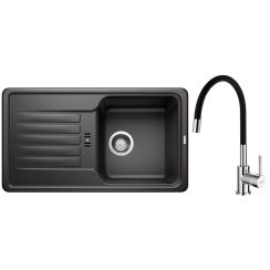Set lavello in granito Blanco Favos Mini 526078, rubinetto da cucina Hagser Emma HGR30000035
