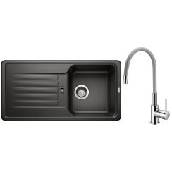Set lavello in granito Blanco Favos 45 S 526079, rubinetto da cucina Hagser Emma HGR40000035