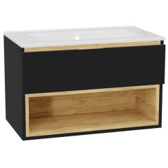 Set corpo dell'armadietto Excellent Tuto 2.0 MLEX.2171.800.BKBL, lavabo Excellent As CEEX.3617.800.WH, MLEX.2151.800.01.BK