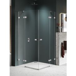 New Trendy Avexa Nickel Brushed box doccia 120x110 cm rettangolare spazzolata/vetro trasparente EXK-8554