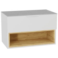 Set corpo dell'armadietto Excellent Tuto 2.0 MLEX.2171.800.WHBL, piano sopra armadietto Excellent Tuto 2.0 MLEX.2116.800.SJ, MLEX.2151.800.02.WH