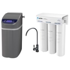 Set impianto di trattamento delle acque USTM Grey WS9LCDG, filtro sottolavello USTM Ultra ULTRABLACKSTYLE