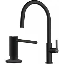 Set rubinetto da cucina Franke Maris Slim J Pull-Out 115.0728.389, dispenser di liquidi Franke Active SM 119.0547.906