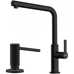 Set rubinetto da cucina Franke Maris Slim L Pull-Out 115.0728.394, dispenser di liquidi Franke Active SM 119.0547.906