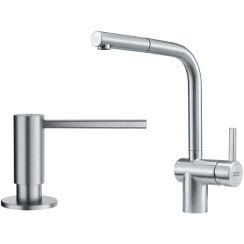 Set rubinetto da cucina Franke Atlas 115.0521.439, dispenser di liquidi Franke Atlas 112.0717.084