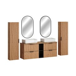 Set specchio Comad Apollo 2 LUSTRO LED CZARNE APOLLO 2 900X500, armadietto Comad Adel Oak ADEL OAK 82-60-B-2S, ADEL OAK 80-01-B-1D, NATURE WOTAN 89-140-46 M, UM-6289MAGIC50DP, XILO BLACK 81-01-A