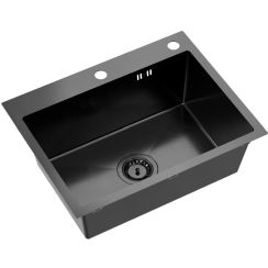 Ruvetti Look lavello in acciaio 58x45 cm nero 5003L_PVD_BL60_W