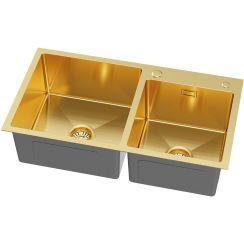 Ruvetti Linar lavello con dispenser 78x45 cm oro 5002L_PVD_GOLD260_W