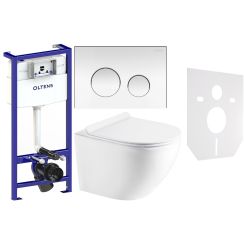 Set vaso WC con copriwater a discesa lenta Hagser Beno HGR14000042, modulo di installazione Oltens Triberg 50001000, 57102100, HGR11000045, 49301000