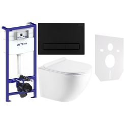 Set vaso WC con copriwater a discesa lenta Hagser Beno HGR14000042, modulo di installazione Oltens Triberg 50001000, 57103300, HGR11000045, 49301000