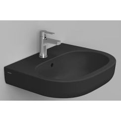 Ceramica Dolomite lavabo 60x48 cm ovale a parete nero opaca D461281