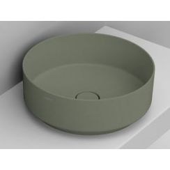 Ceramica Dolomite Noemi lavabo 44x44 cm rotonda da appoggio verde opaca D310575