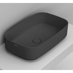 Ceramica Dolomite lavabo 62x38 cm rettangolare da appoggio nero opaca D311081