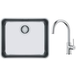 Set rubinetto da cucina Franke Smart Glenda 115.0747.473, lavello in acciaio Franke Aton 122.0204.649